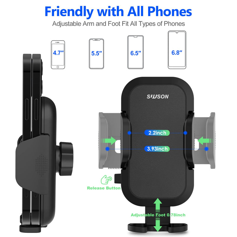 [Australia - AusPower] - SUUSON Car Phone Holder Mount -3in1 Long arm Car Phone Holder, Suitable for car Dashboard/Windshield/Vent, car Adjustable Phone Holder, Compatible with All Smart Phones and Cars (Black) 