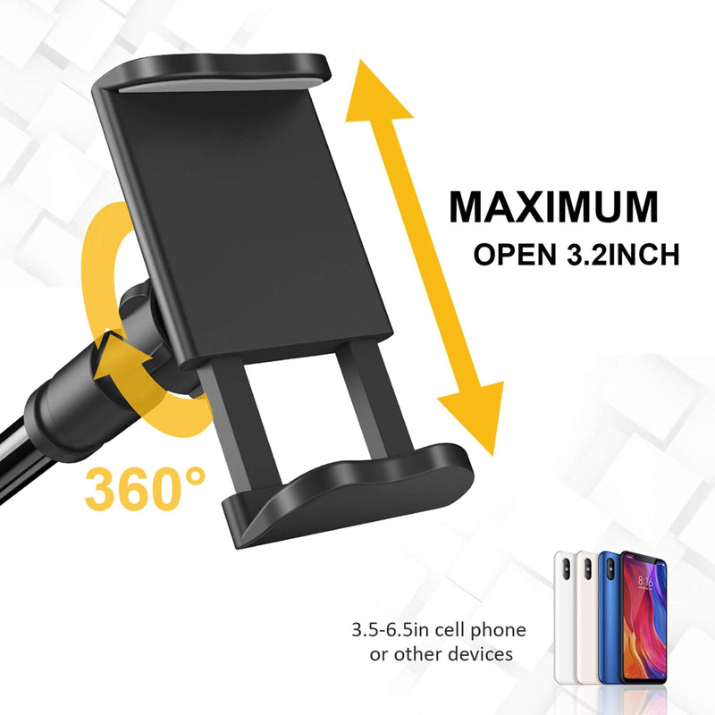 [Australia - AusPower] - SHAWE Phone Holder Bed Gooseneck Mount - Flexible Arm 360 Mount Clip Adjustable Bracket Clamp Stand Compatible with Cell Phone 11 Pro XS Max XR X 8 7 6 Plus 5 4, Samsung S10 S9 S8 for Bedroom Desk Black 