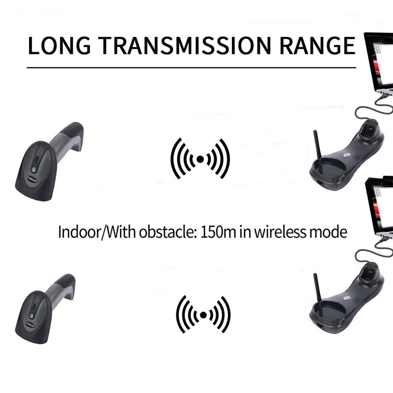 [Australia - AusPower] - EVAWGIB Wirelwss Barcode Scanner 2D 500m Transmission Distance Handheld QR Code Scanner CMOS 433MHz Handheld Wireless Barcode Reader 