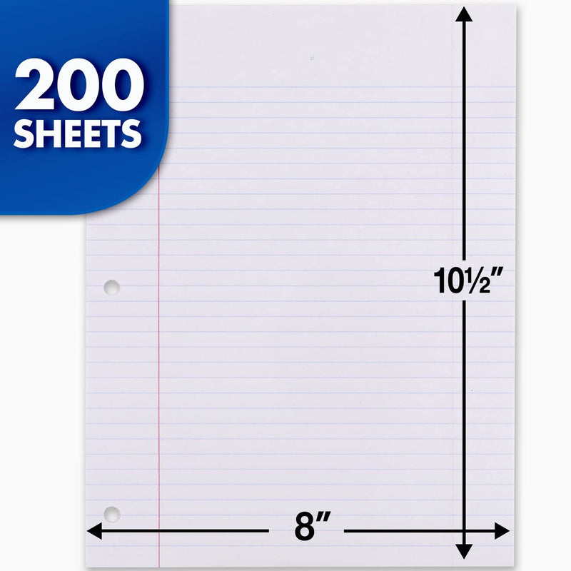 [Australia - AusPower] - Mead Loose Leaf Paper, College Ruled, 200 Sheets, 10-1/2" x 8", Lined Filler Paper, 3 Hole Punched for 3 Ring Binder, Writing & Office Paper, Perfect for College, K-12 or Homeschool, 1 Pack (15326) 10-1/2" x 8" 