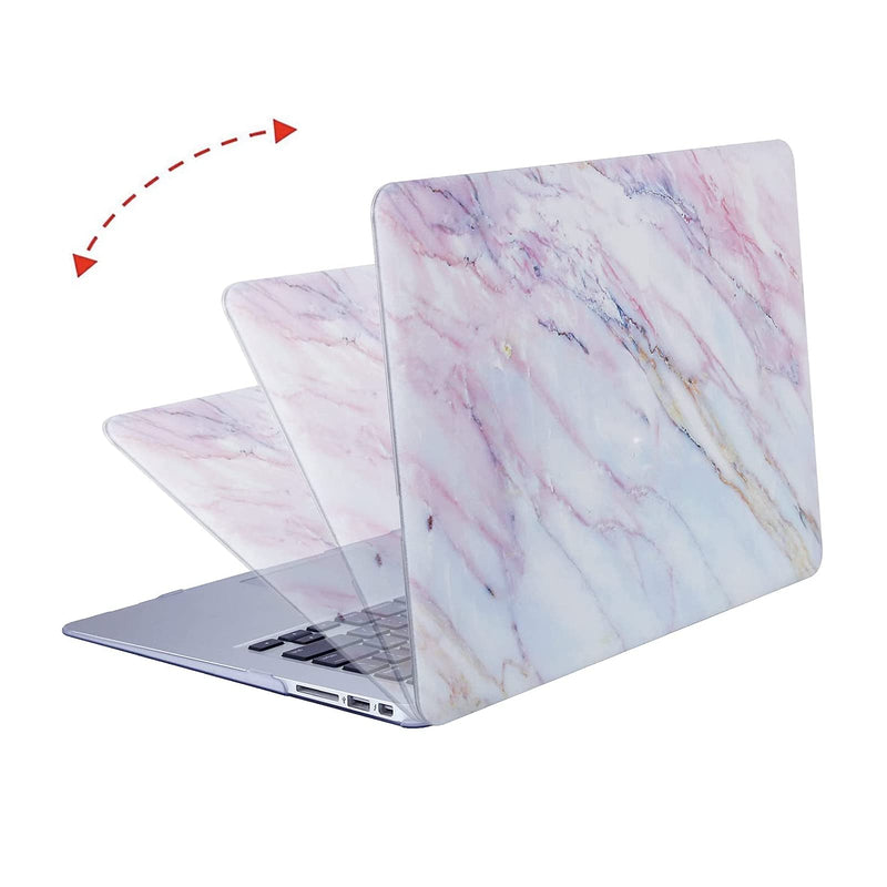 [Australia - AusPower] - MOSISO Compatible with MacBook Air 13 inch Case (Models: A1369 & A1466, Older Version 2010-2017 Release), Plastic Pattern Hard Shell Case & Keyboard Cover & Screen Protector, Pink Marble 