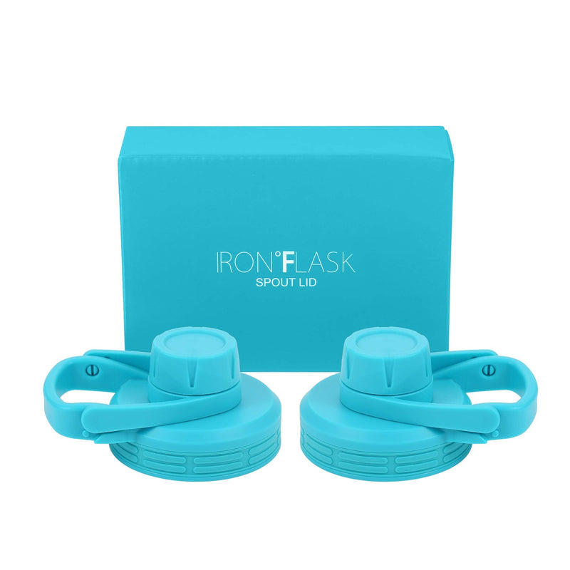 [Australia - AusPower] - IRON °FLASK Spout Lid for Wide Mouth, Insulated Sports Water Bottles, Chug Lid, BPA Free (2 Lids) Aquamarine 