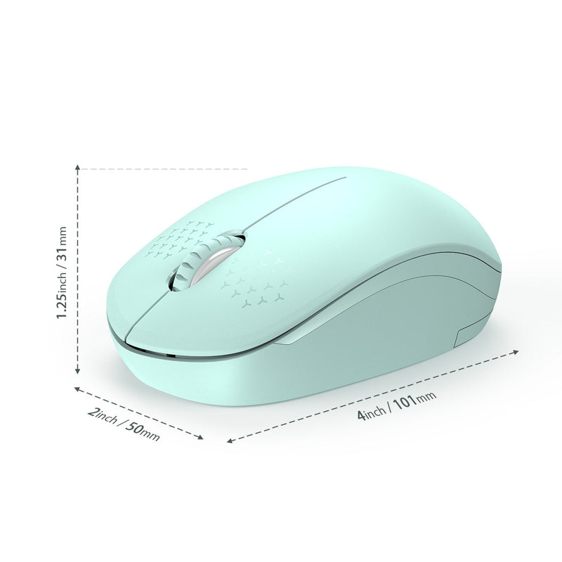 [Australia - AusPower] - seenda Wireless Mouse, 2.4G Noiseless Mouse with USB Receiver - Portable Computer Mice for PC, Tablet, Laptop with Windows System - Mint Green A Mint Green 