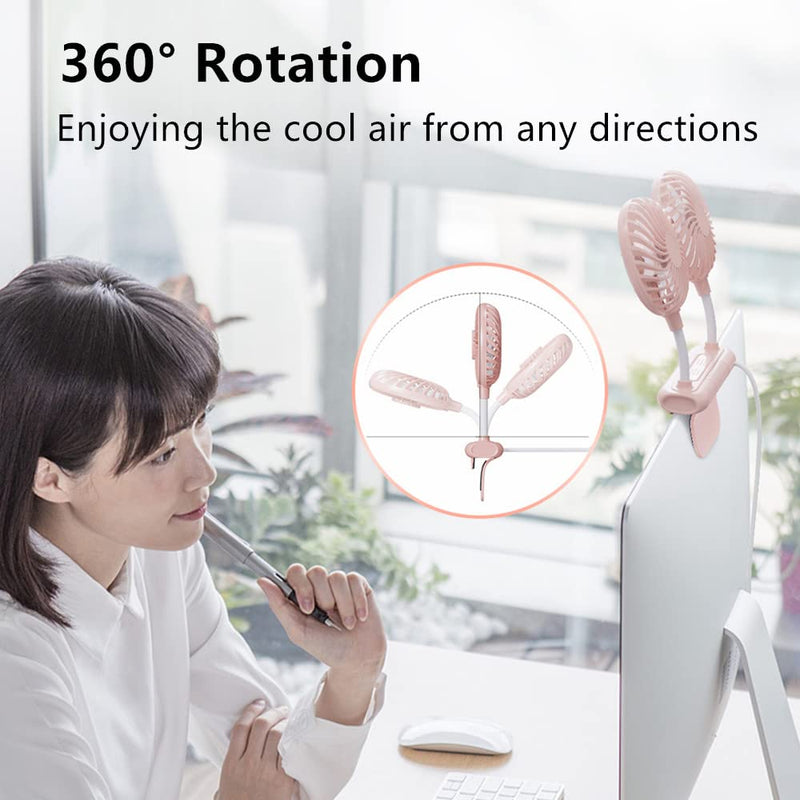[Australia - AusPower] - Monitor Fan, THRRLY Screen Fan with 2 Fans, 3 Speeds Desktop Table Cooling Fan with Sturdy Adjustable Clamp, Strong Wind Quiet Small Desk Fan USB Powered Mini USB Fan for Office Laptops, Desktop PC. White 