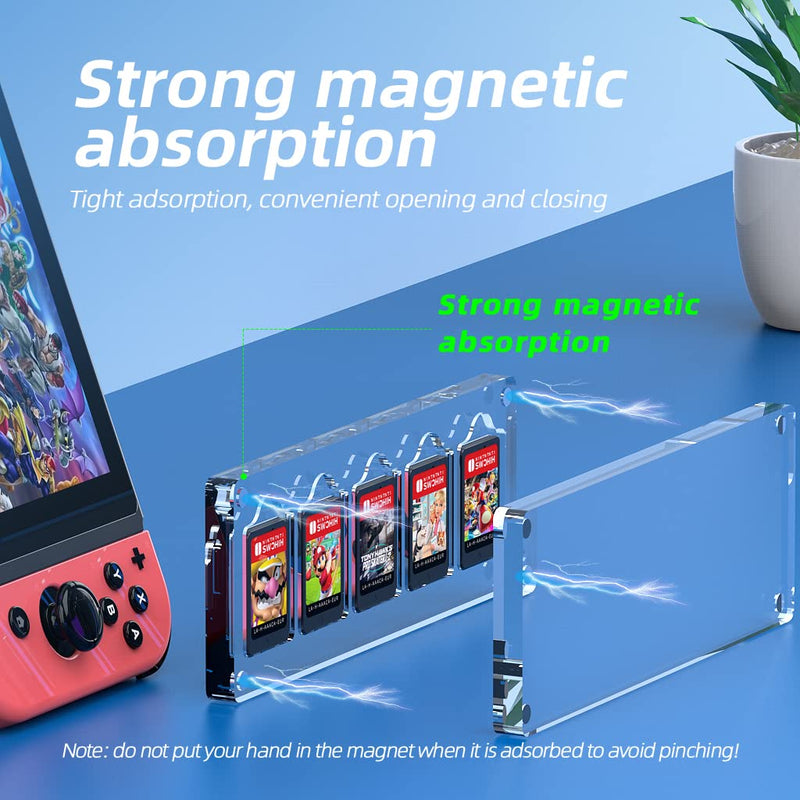 [Australia - AusPower] - AODUKE 5 Slots Magnetic Closure Nintendo Switch Game Card Case, Can Store Switch/SD/Micro SD TF Card Transparent Display box-AJCX05SD 5 slot acrylic 