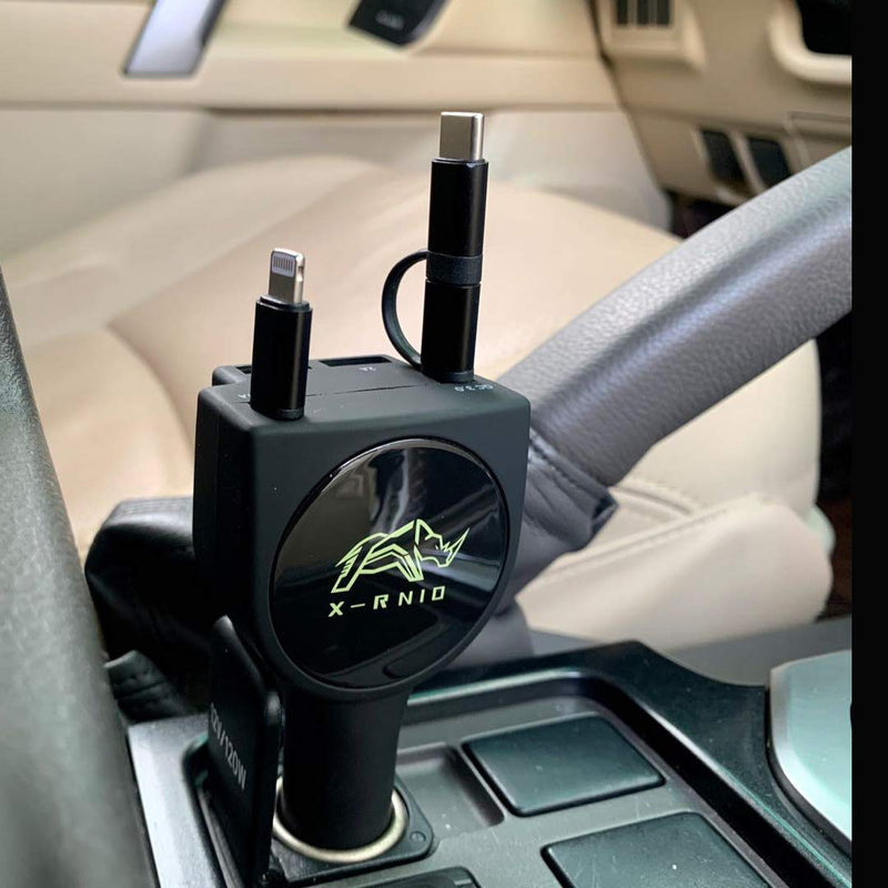 [Australia - AusPower] - Retractable Car Charger, Fast Charge 3.1A 47W, Retractable Cables (3Ft) and 2 USB Ports Car Charger Adapter, Compatible with iPhone & Android Cell Phones,Car Accessories Interior 