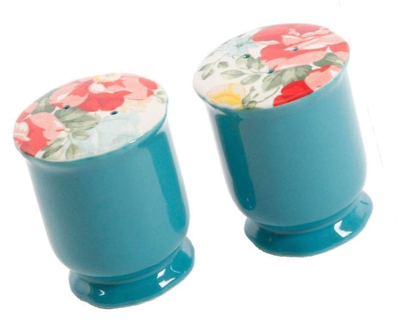 [Australia - AusPower] - The Pioneer Woman Vintage Floral Ceramic Salt and Pepper Shaker Set,red, white, green 