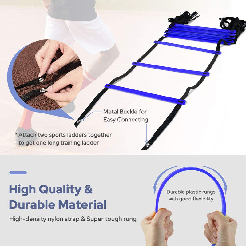 [Australia - AusPower] - GHB Pro Agility Ladder Agility Training Ladder Speed 12 Rung 20ft with Carrying Bag 