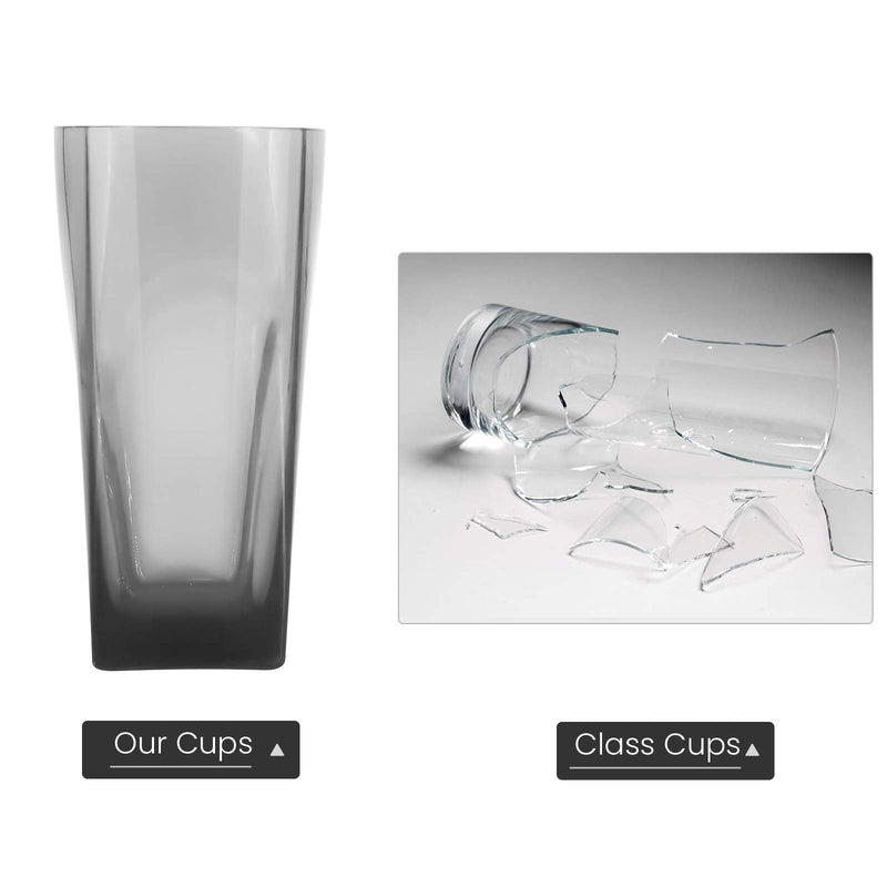 [Australia - AusPower] - Top-spring 12 Oz Reusable Plastic Water Tumblers, Stackable Shatterproof Clear Drinking Glasses, BPA Free, Set of 6 (12 Oz, Gray) 