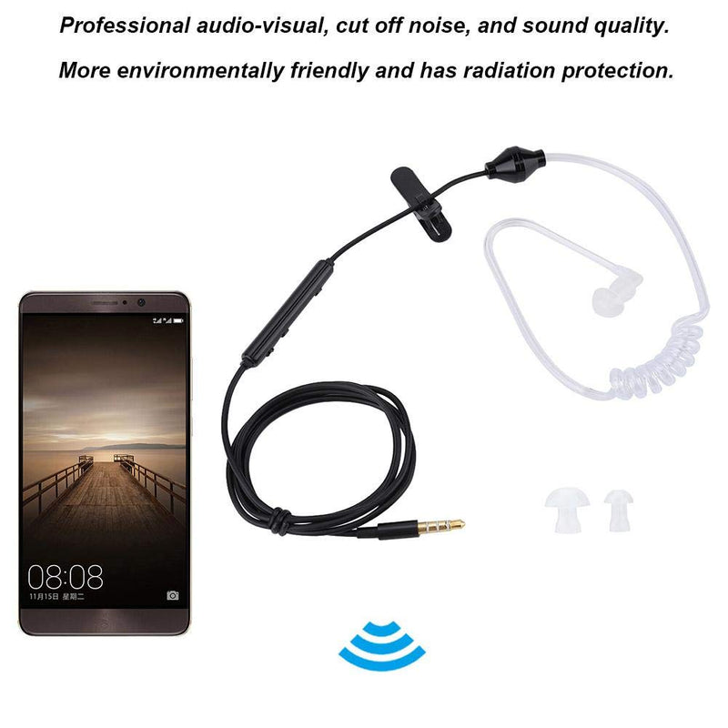 [Australia - AusPower] - V BESTLIFE Anti-Radiation in-Ear Headsets Air Tube Security Earpiece with Mic 3.5 mm Plug for Mobile Phone (Black) 