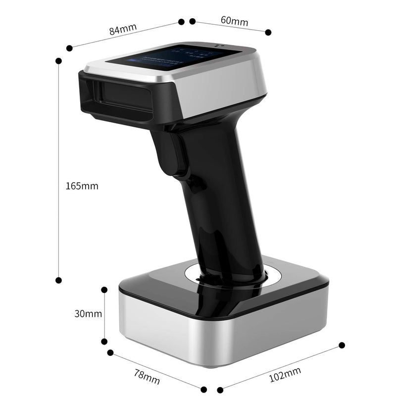 [Australia - AusPower] - Alacrity 2D Barcode Scanner with Charging Base, Bluetooth & 2.4GHz Wireless & Wired USB 3in1 Barcode Reader Built in LCD Screen, for PC Laptop Tablet Smart Phone Windows Mac iOS Android 