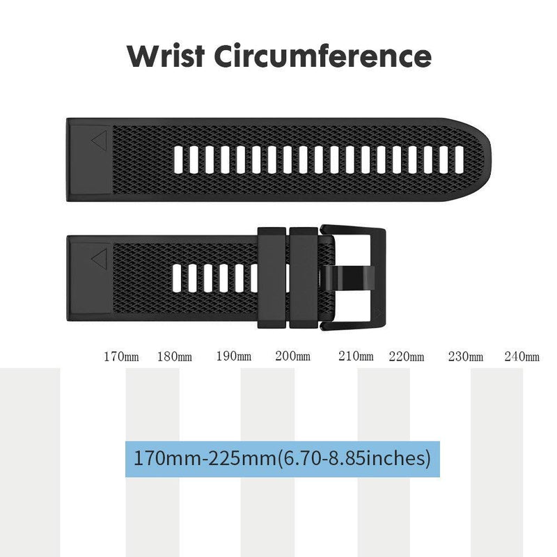 [Australia - AusPower] - Notocity Compatible Fenix 5 Band 22mm Width Soft Silicone Watch Strap for Fenix 5 Plus/Fenix 6/Fenix 6 Pro/Fenix 7/exip/Forerunner 935/945/Approach S60/Quatix 5(Black) Black 