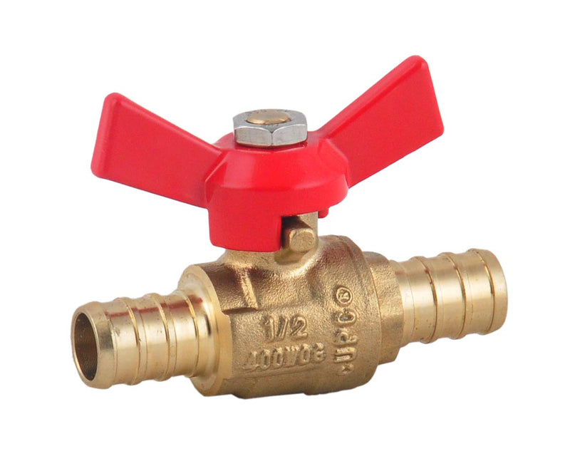 [Australia - AusPower] - PEX Brass Ball Valve, 1/2-in PEX Lead Free Brass Shut off Ball Valve with Red & Blue T (Butterfly ) Handle , PEX Barb Water Valve with cUPC Certified for Cold and Hot water-LD Brand (2-Pack) 2 1/2-in T handle R&B 