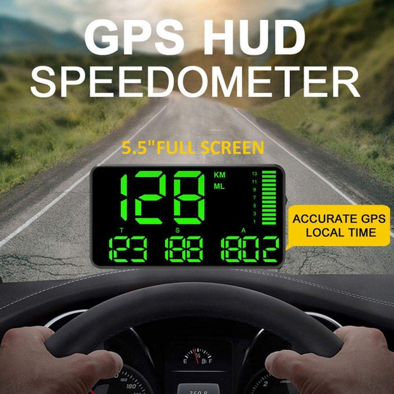 [Australia - AusPower] - Maizad C90 5.5'' GPS Speedometer Odometer HUD Digital Display MPH/KMH with Over Speeding Alarm for All Vehicle Auto Truck Bicycle Motorcycle, Speed, Driving Mileage, Time Calculation 