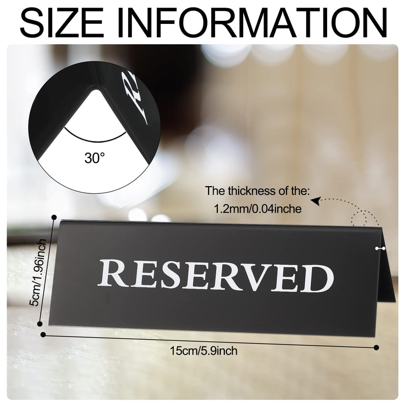 [Australia - AusPower] - 12 Pieces Reserved Table Signs Plastic Reserved Signs Guest Reservation Table Tents Black Background Reserved Seat Signs Reserve Signs for Wedding Restaurant Birthday Party Chairs 