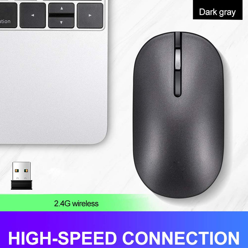 [Australia - AusPower] - Shenligod Slim Wireless Mouse, Noiseless Mouse with USB Receiver Portable Mobile Optical Mice for Notebook, PC, Laptop, Computer, (Gray) 