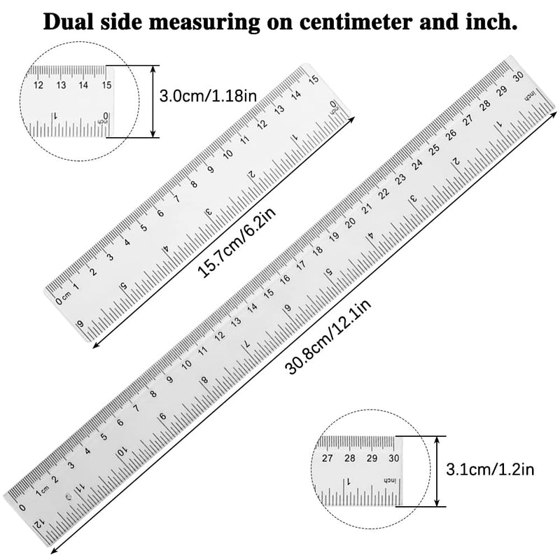 [Australia - AusPower] - 10 Pack Plastic Rulers, findTop Straight Ruler Measuring Tool for School Office with Centimeters and Inches(Clear, 6 Inch,12 Inch) 