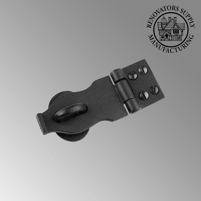 [Australia - AusPower] - Decorative Black Wrought Iron Hasp Lock 4" X 1.75" Heavy Duty Rust Resistant Hasp Latches Safety Padlock Clasps for Cabinets, Chests Or Doors with Screws | Renovators Supply Manufacturing 