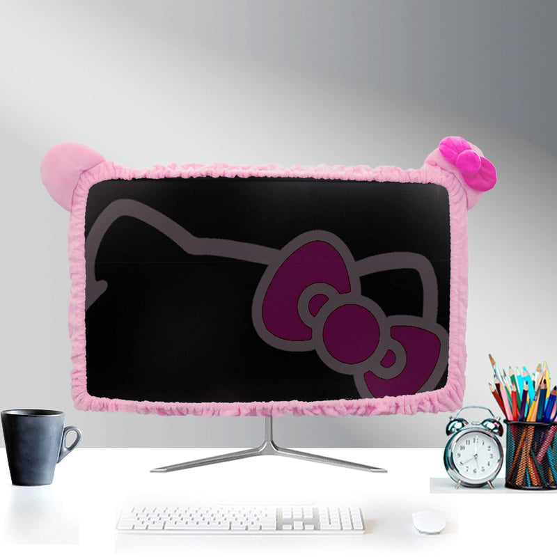 [Australia - AusPower] - Kakurookie 27'' - 34'' Computer Monitor Protective Cover with Cat Ear Design, Cute Pink Monitor Dust Cover with Furry Design, Elastic Dustproof, Suitable for PC, Tablet, TV (27-34in, Pink) 27-34in 