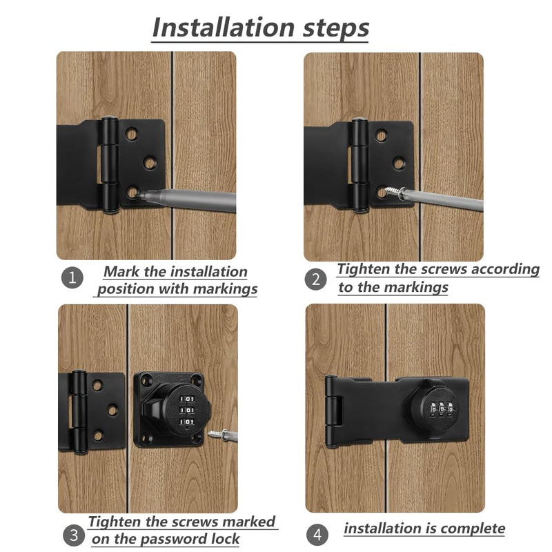 [Australia - AusPower] - Knob Buckle Lock Home Cabinet Combination Lock Cabinet Door Combo Lock Cabinet Barn Door Bathroom Outdoor Garden (Black) 