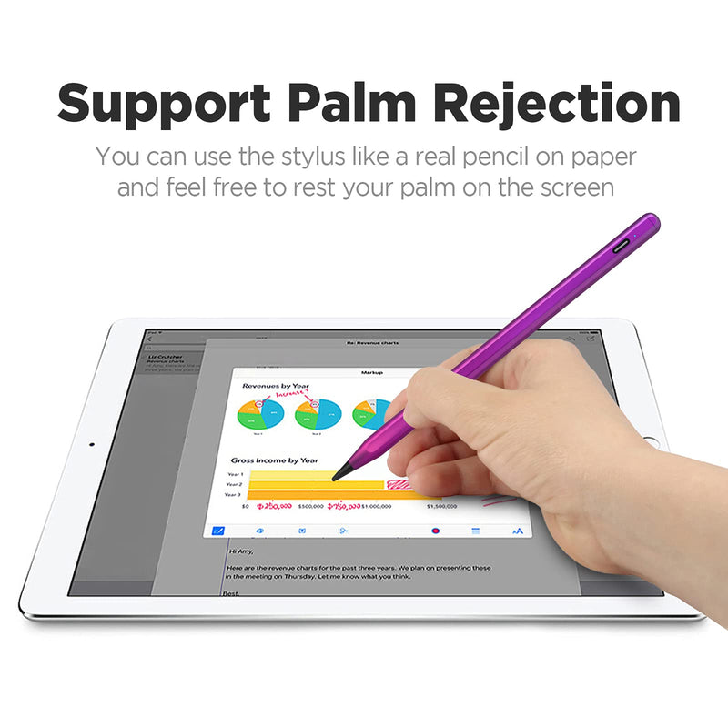[Australia - AusPower] - Stylus Pencil for iPad Mini 6 Generation, Active Pen with Palm Rejection Compatible with (2018-2021) Apple iPad 9th 8th 7th 6th Gen/iPad Pro 11 & 12.9 inches/iPad Air 4th 3rd Gen/iPad Mini 5th 6th Gen Purple 