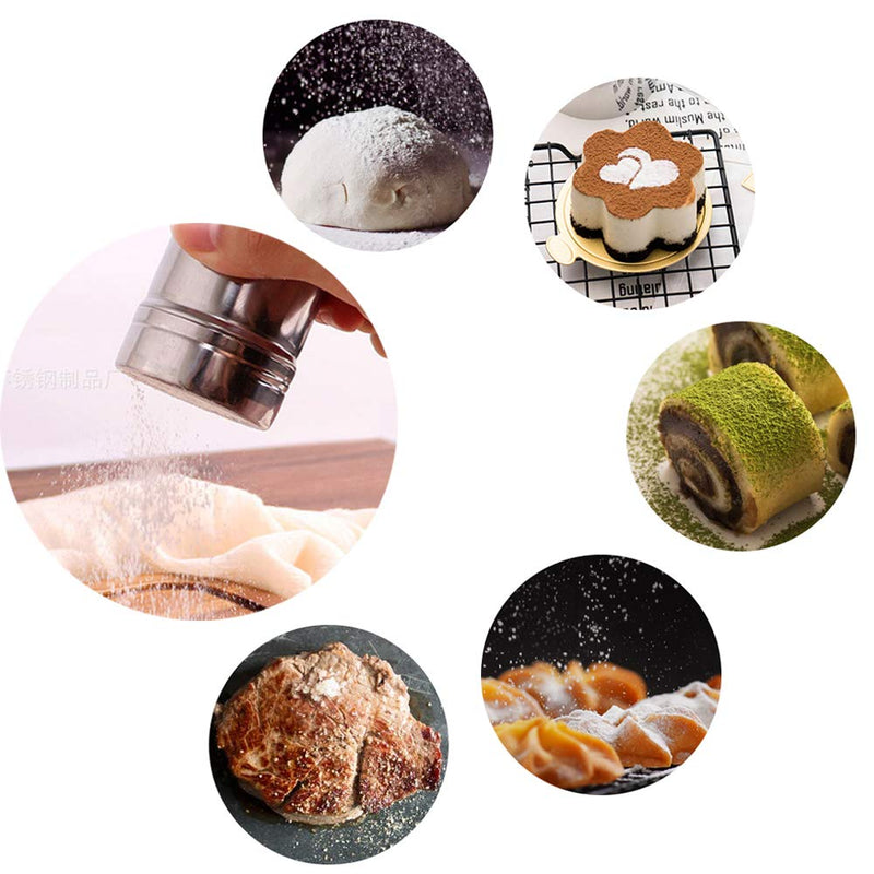 [Australia - AusPower] - Set of 3Pcs Powder Sugar Shaker with Lid,Stainless Steel Fine Mesh Shaker, for Sifter Cocoa,Cinnamon Powder,Icing Sugar,Chocolate Coffee (Small) 3 Small 