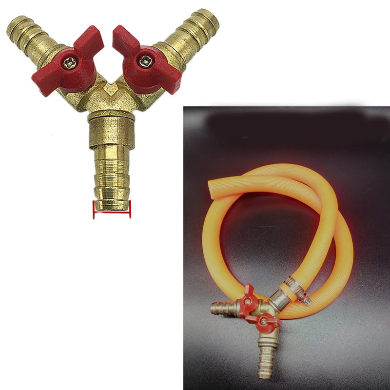 [Australia - AusPower] - Chiloskit Brass Y Shaped Type 3 Way Split Hose Shut Off Ball Valve Fitting Fuel Gas Clamp Kit (8mm (5/16")) 8mm (5/16") 