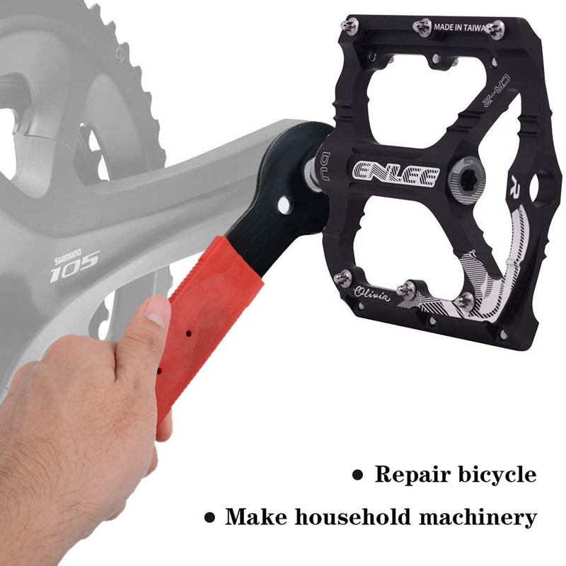 [Australia - AusPower] - Pedal Wrench Double Sided Bicycle Pedal Removal 15/16/17mm Bike Spanner Home Mechanic Pedal Repair Tool With Long Hand Comfortable Grip Energy-saving Cycling Crank Set for Biking Maintenance & Repair 