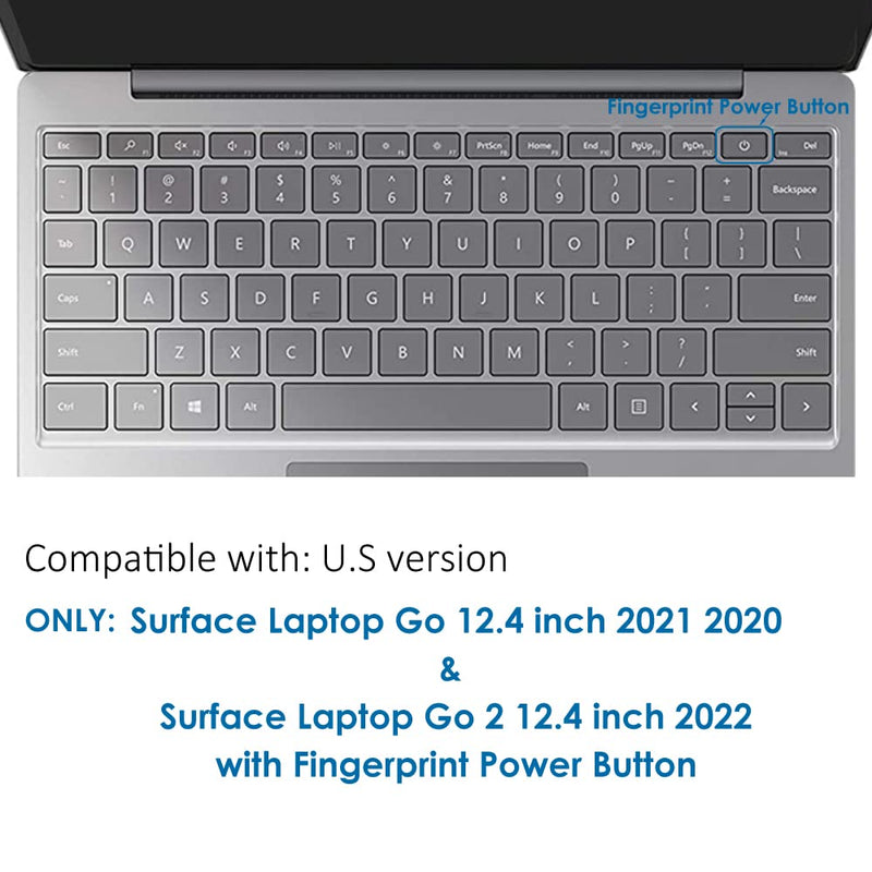 [Australia - AusPower] - ProElife Keyboard Cover Skin for 2021 2020 Microsoft Surface Laptop Go 12.4" & 2022 Surface Laptop Go 2 12.4 inch with Fingerprint Power Button Ultra Thin TPU Keyboard Protector (Transparent) For Surface Laptop Go 12.4 inch 