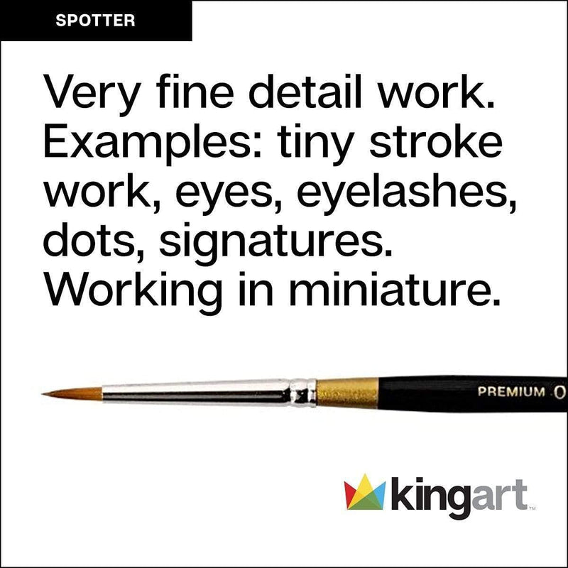 [Australia - AusPower] - KingArt Original Gold 9650 Series , Premium Artist Brush, Golden TAKLON Spotter-Size: 10/0 