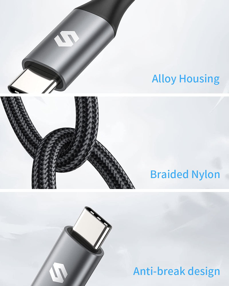 [Australia - AusPower] - USB C to USB C Cable 10ft 100W (5A 20V), Silkland Long Type C Charging Cable PD Fast Charge, USB C Cord Compatible with MacBook Pro/Air, iPad Pro 2020, XPS 15/13, Galaxy S20/Note 20, Pixel 3/4 