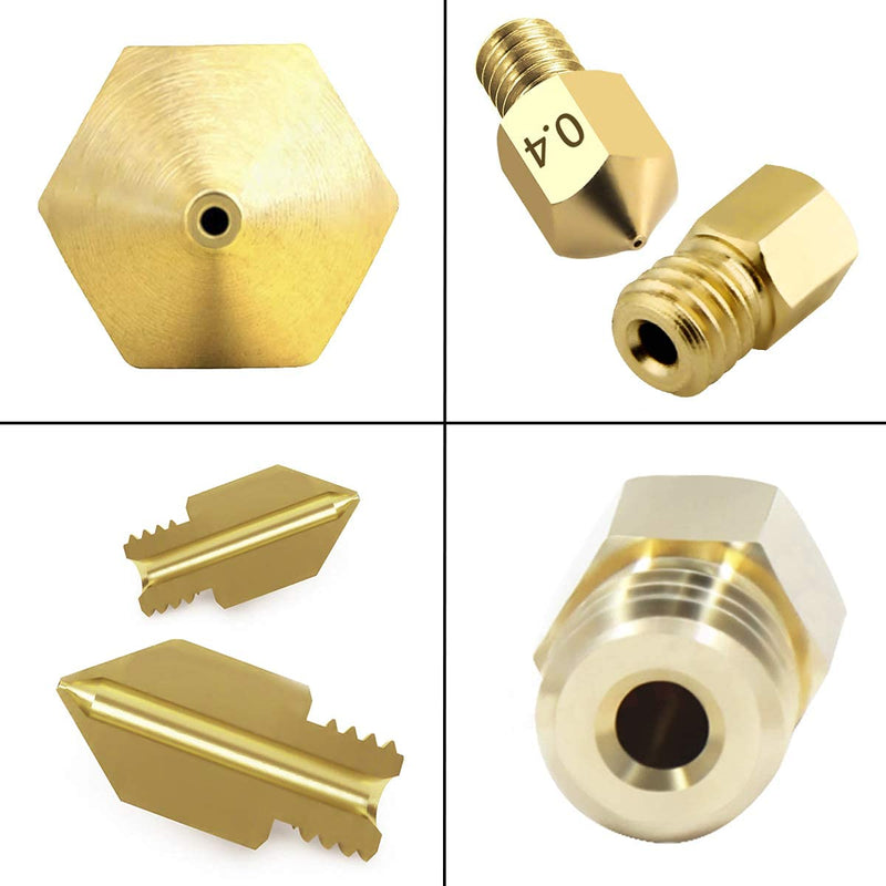 [Australia - AusPower] - 25PCS 0.4MM MK8 3D Printer Brass Extruder Nozzles with 5 Cleaning Needles and Metal Storage Box for Creality Ender 3 Ender 3 pro Ender 5 CR-10 MK8 Makerbot Anet A8 Anet A6 