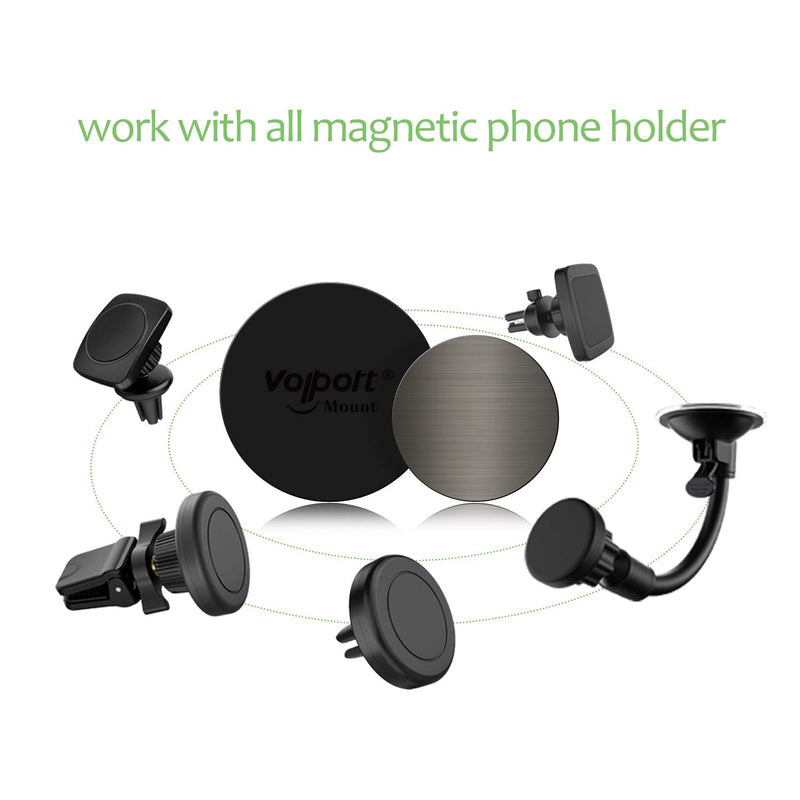 [Australia - AusPower] - VOLPORT Mount Metal Plates Replacement 6pcs for Magnetic Phone Magnet Car Mount, Phone 3M Strong MagicPlate Metal Disc Sticker Adhesive Round for Magnet Cell Phone Holder Grip(Pops Stand Not Included) 