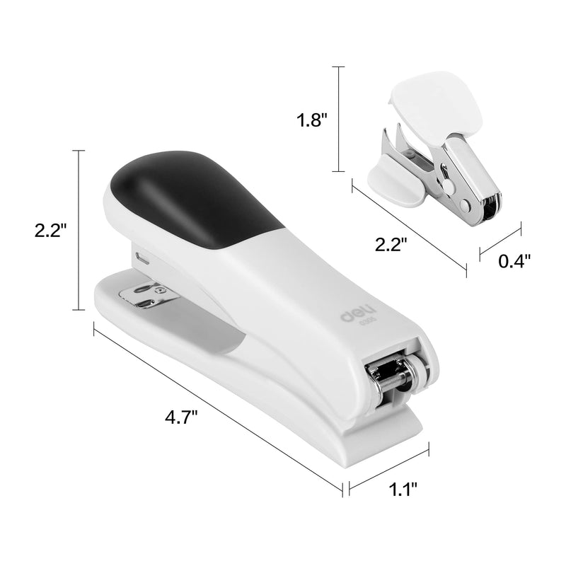 [Australia - AusPower] - Deli Stapler Value Pack, Desktop Staplers, Office Stapler, 20 Sheet Capacity, Includes Staples & Staple Remover, White Stapler with Staples and Remover B - White 