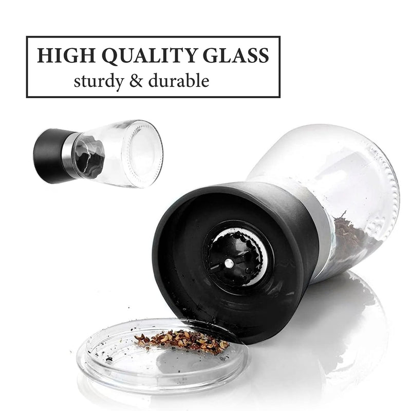 [Australia - AusPower] - Salt Pepper Grinder - Salt and Pepper Grinder Refillable Shakers for Home, Kitchen, Barbecue, Party - Modern Salt and Pepper Shakers Kitchen Table Accessories - Ceramic Grinder to Refill Sea Salt 