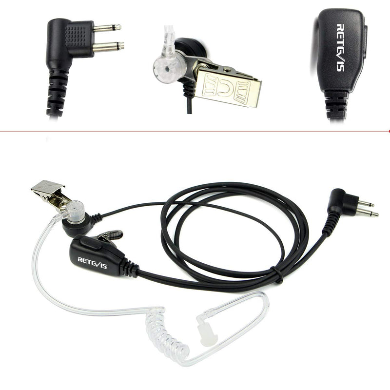 [Australia - AusPower] - Retevis EAM002 Acoustic Tube Ear Pieces for Walkie Talkie, Compatible with CP185 CP200 CP200d GP2000 CLS1110 RDU4100 RDU4160D Two Way Radios, 2 Way Radio Earpiece with Mic PTT Back Clip(5 Pack) 