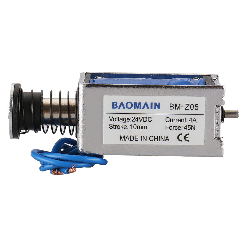 [Australia - AusPower] - Baomain Solenoid Electromagnet JF-Z05 DC 24V 2A Push Type Open Frame 10mm 45N 9.9LB 