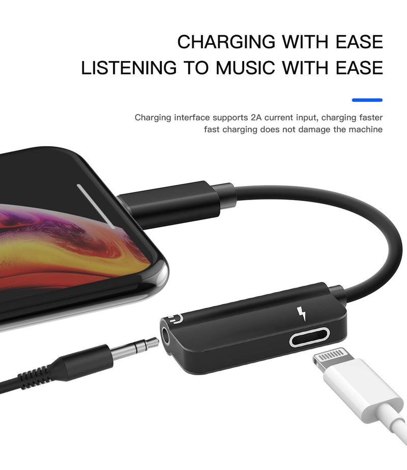 [Australia - AusPower] - Headphone Adapter Lightning to 3.5mm AUX Audio Jack and Charger Extender Dongle Earphone Headset Splitter Compatible with iPhone 11 12 Mini pro max xs xr x se2 8 7Plus for Ipad Air Cable Converter 