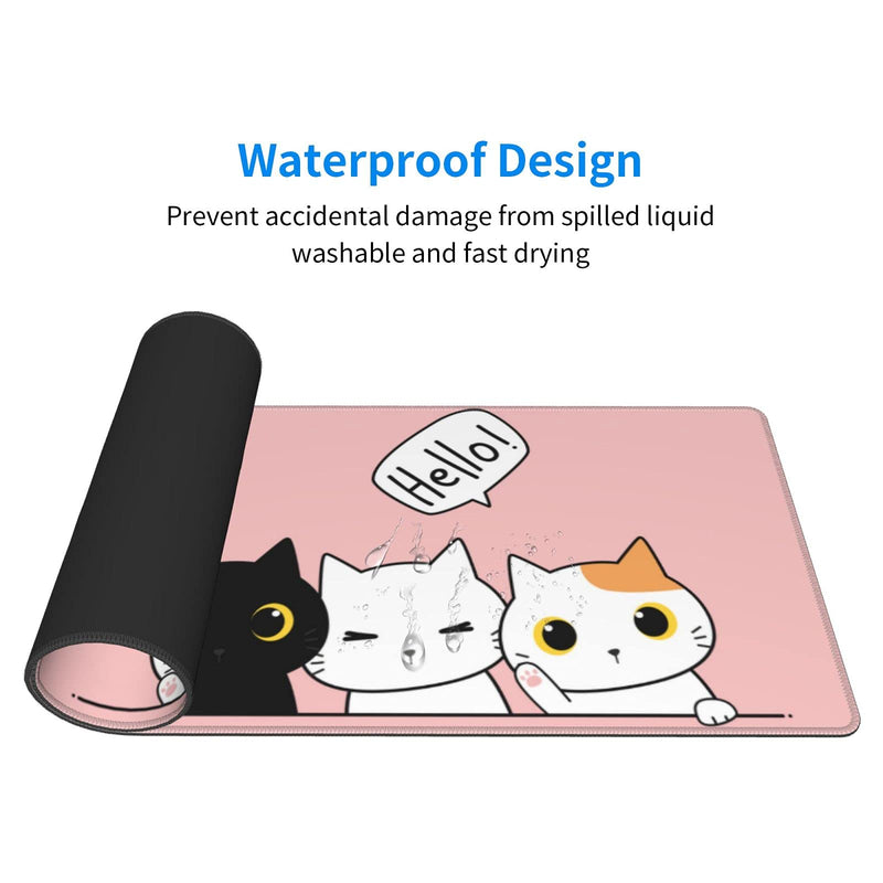 [Australia - AusPower] - Pink Cute Kittens Cat Gaming Mouse Pad Large XL Girls Kawaii Desk Mat Long Extended Pads Big Mousepad for Home Office Decor Accessories 1 