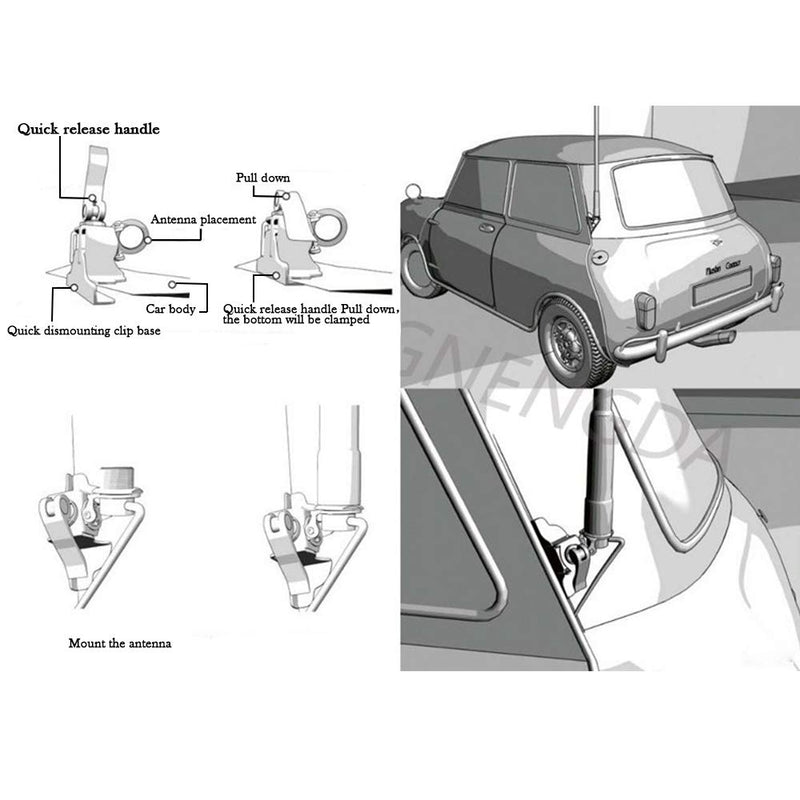 [Australia - AusPower] - UAYESOK Car Antenna Mount Bracket Clip Trunk Lid Hatchback Mobile Radio Antenna Mount Base with 5M/16.4ft SO239 to PL-259 RG-58 Coax Cable for Vehicle Car HAM Radio Antenna 