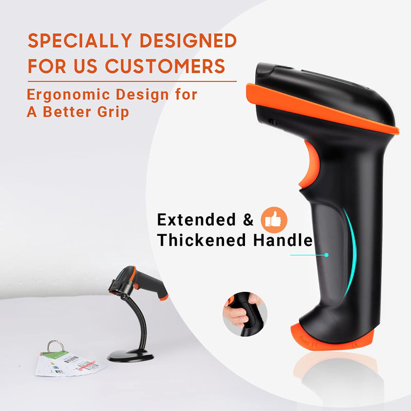 [Australia - AusPower] - Tera Barcode Scanner Wireless and Wired with Battery Level Indicator 1D 2D QR Digital Printed Bar Codes Reader with Stand Portable Handheld Barcode Scanner Compact Plug and Play Model D5100 