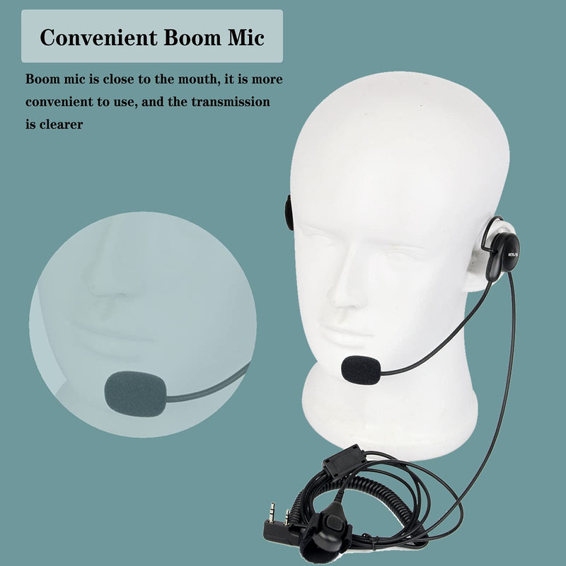 [Australia - AusPower] - Retevis Behind-The-Head Walkie Talkie Earpiece with Boom Mic 2 Pin, Compatible with Retevis RT22 RT21 H-777 RT68 RT19 pxton Arcshell Walkie Talkies, Two Way Radio Headset with Finger PTT(1 Pack) 