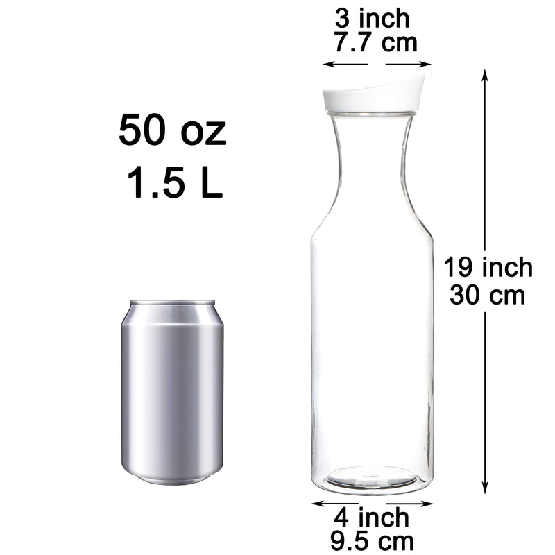 [Australia - AusPower] - Youngever 2 Pack 50 Ounce Plastic Carafe, Reusable Clear Water Pitcher, Beverage Containers with Lids 
