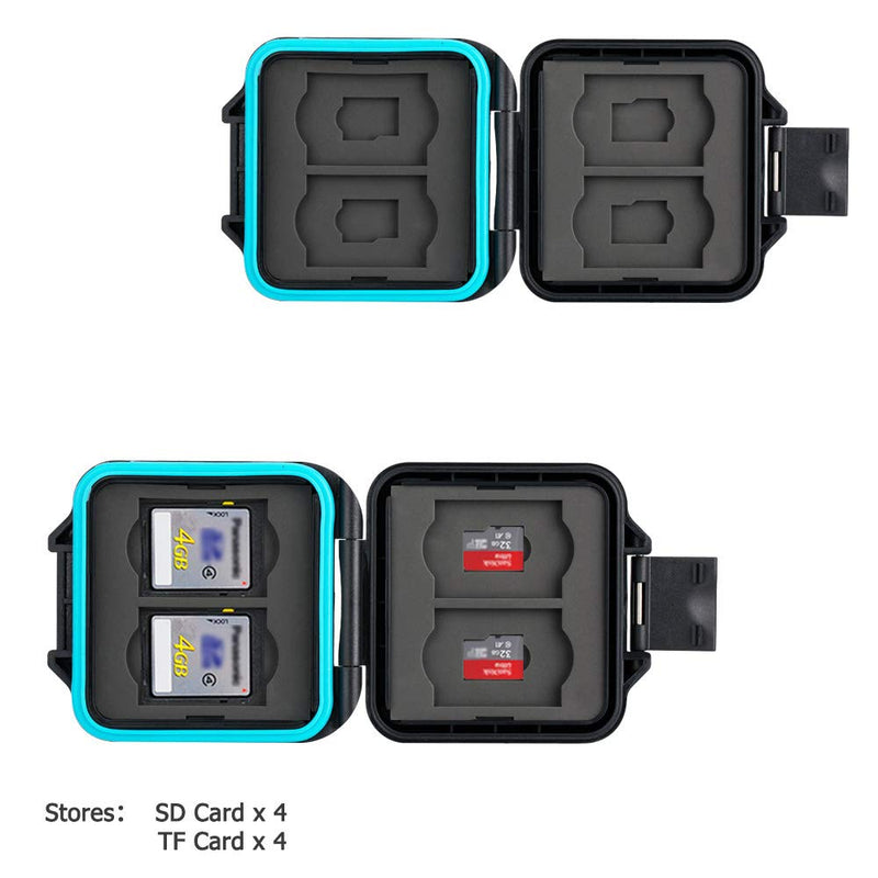 [Australia - AusPower] - JJC 8 Slots Memory Card Case Holder Storage for 4 SD SDHC SDXC Card and 4 Micro SD TF Card, Small SD Micro SD Card Case Organizer Waterproof & Anti-Shock For 4 SD+4 Micro SD 