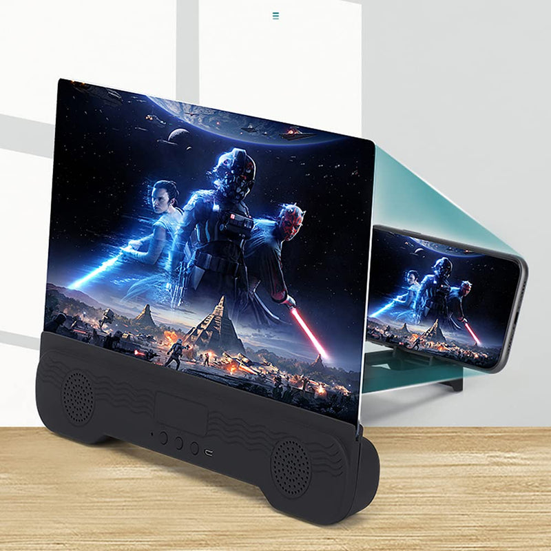 [Australia - AusPower] - CHANGAIDA 12 Inch Phone Screen Maginifier with Bluetooth Speaker Foldable Phone Holder Suit for All Smartphones 
