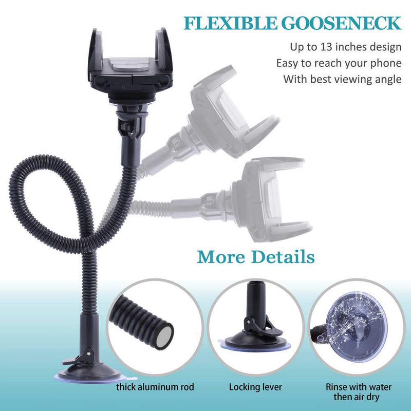 [Australia - AusPower] - Windshield Car Phone Mount Universal Cell Phone Holder Car Long Arm Holder for iPhone Xs Max R X 8 Plus 7 Plus 6S Samsung Galaxy S9 S8 Edge S7 S6 LG Sony and More (20inch) longer20inch 