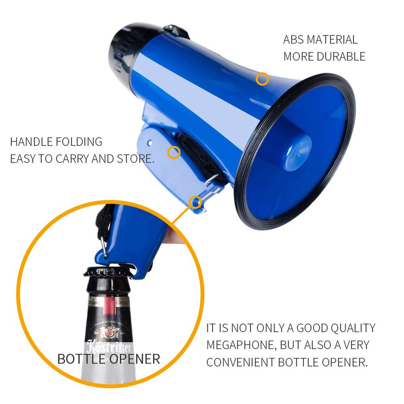 [Australia - AusPower] - MyMealivos Portable Megaphone Bullhorn 20 Watt Power Megaphone Speaker Voice and Siren/Alarm Modes with Volume Control and Strap (Blue)… 