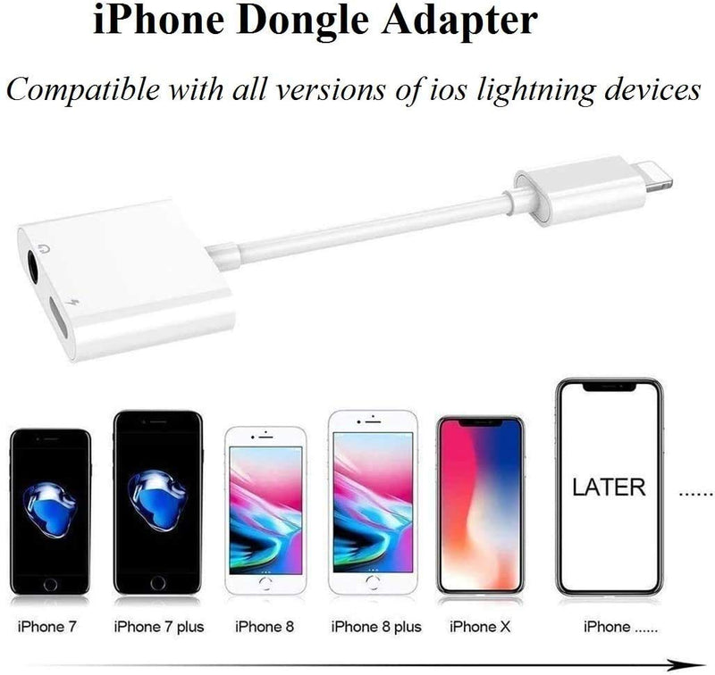 [Australia - AusPower] - [Apple MFi Certified] Charger Headphones Adapter for iPhone,2 in 1 Belcompany Lightning to 3.5mm Jack Dongle Aux Audio & Charger Splitter Adapter Compatible with iPhone 12/11/XS/XR/X/8/7/iPad/iPod 
