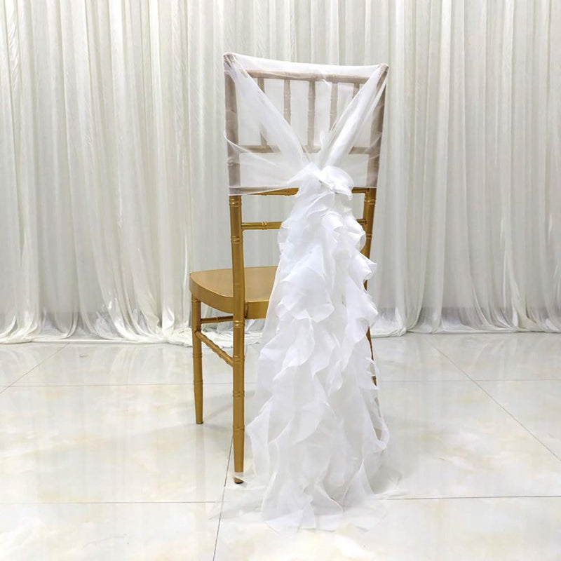 [Australia - AusPower] - SunriseMall Milk Yarn Chair Cover, Tulle Chair Back Cap Covers for Bridal Shower, Wedding, Baby Shower Decoration Long Tulle High Chair Skirt Slipcovers (White, 2pcs) White 
