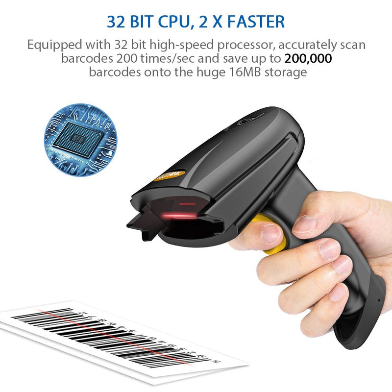 [Australia - AusPower] - Barcode Scanner, YOUTHINK Bluetooth Wireless USB 1D Laser Handhold Barcode Reader with Automatic Continuous Scan and Inventory Memory for Android Mac iOS PC iPhone Black 